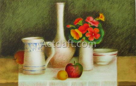 白い陶器と果物 ラベルニア