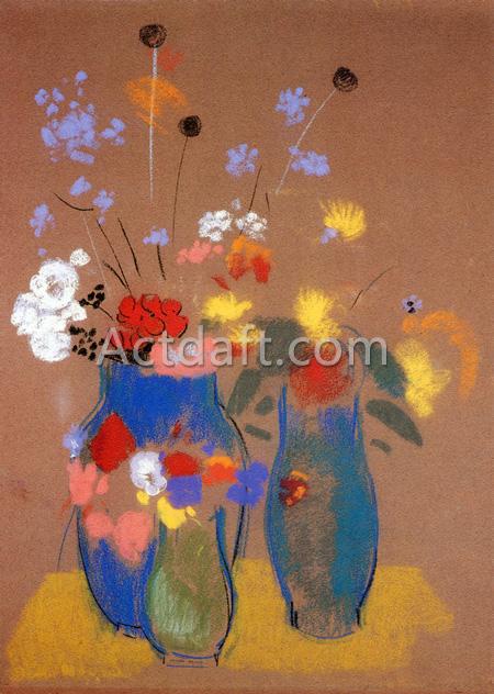 青い花瓶の花