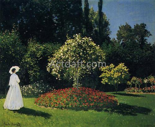 庭のジャンヌ＝マルグリット・ルカドル 1866
