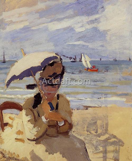 Camille Sitting on the Beach at Trouville 1870-1871