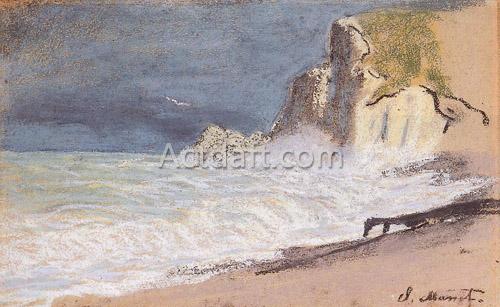 Etretat - Amont Cliff Rough Weather 1884-1886