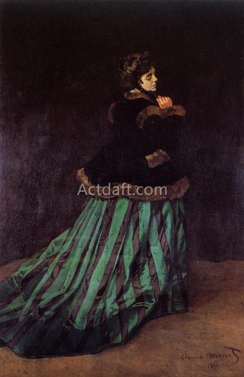 カミーユ、緑のドレスを着た女 1866