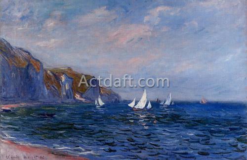 プールヴィルの帆船と断崖 1882